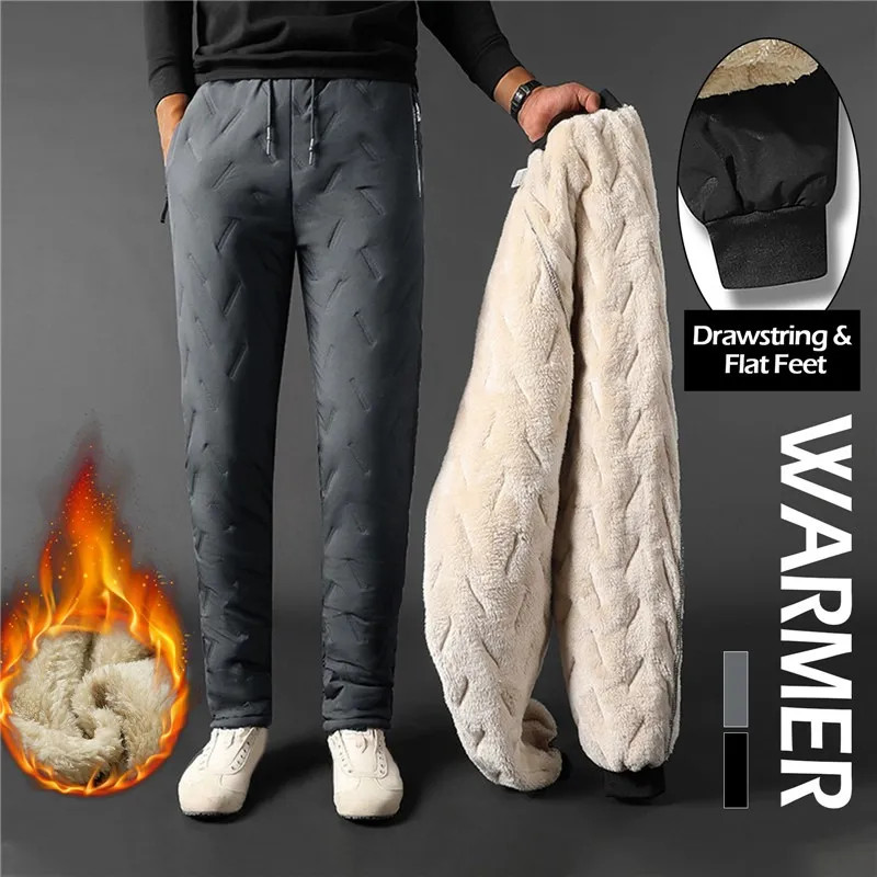 Winter Sweatwear Men Plush Thick Fleece Sweatpant Lambswool Thermal Trousers