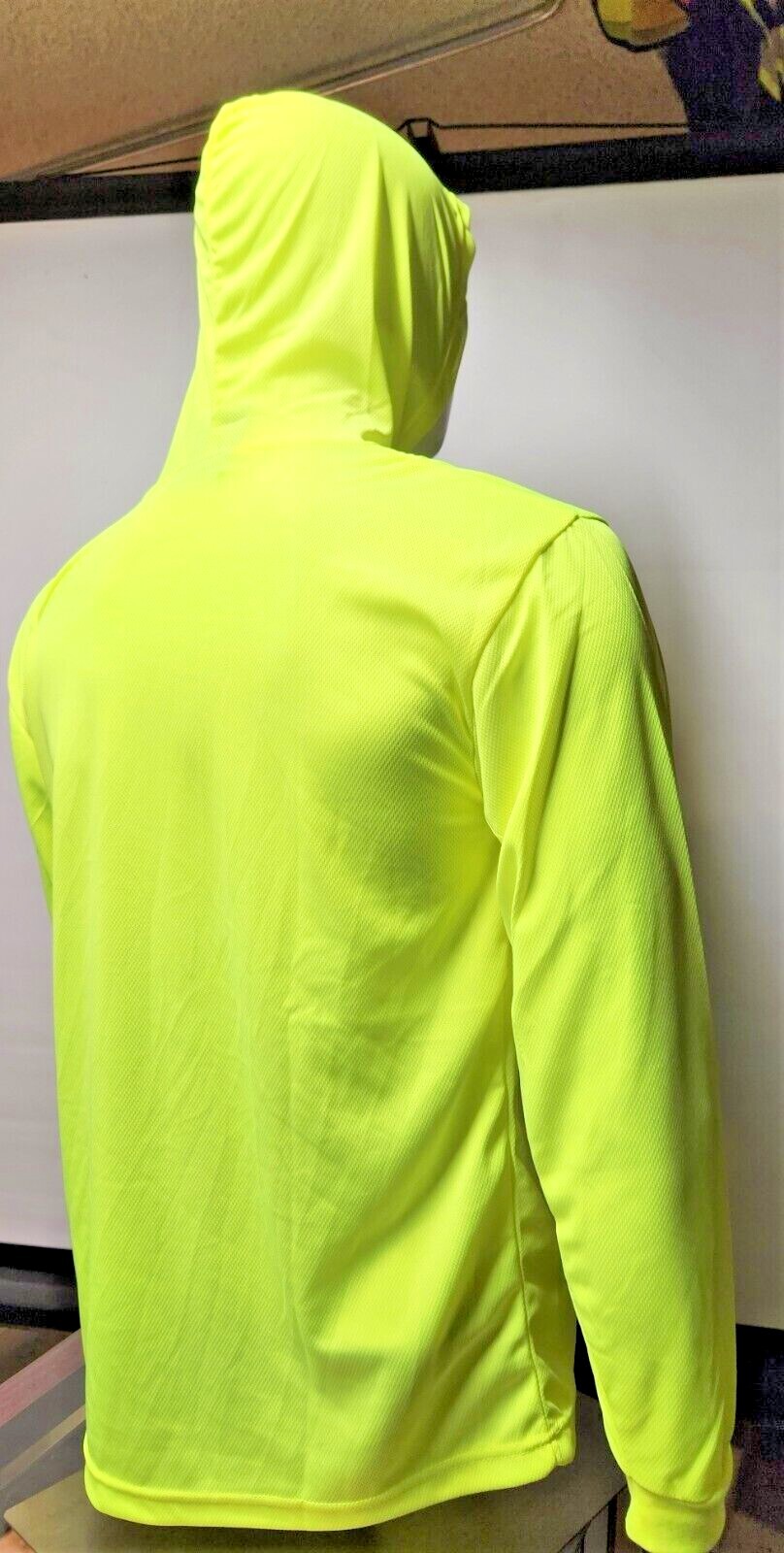 Yellow Long Sleeve Safety Shirt With Hoodie, Quick Dry Polyester Birdeye mesh