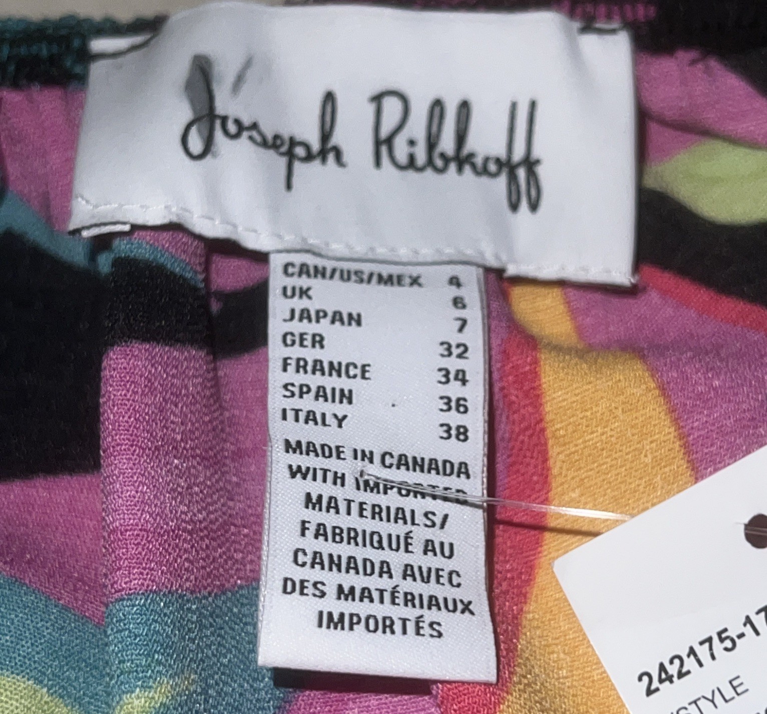 Joseph Ribkoff Size 4 Multi Color Tropical Print Flared Blouse Women’s NWT $195