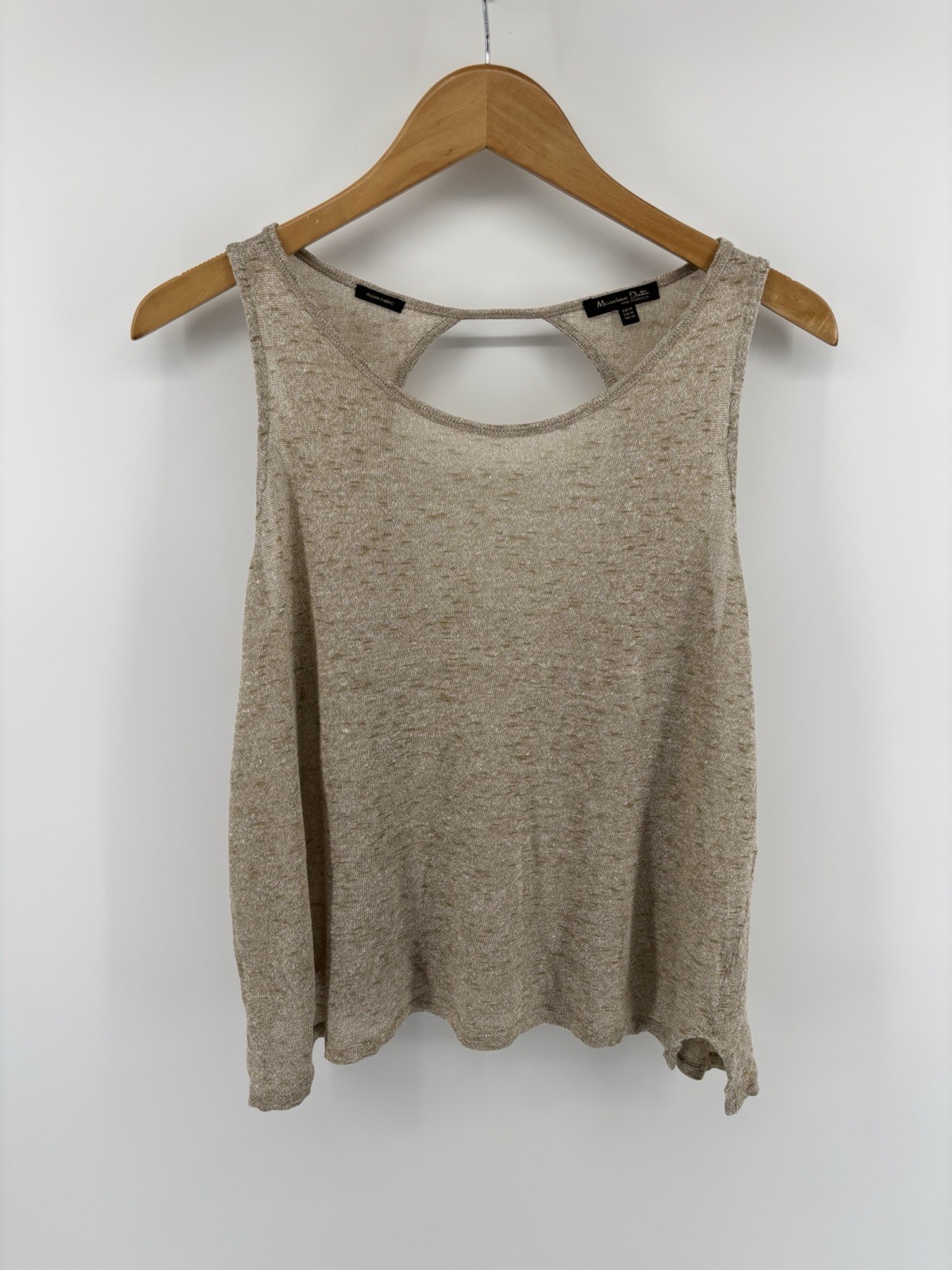 Massimo Dutti Sleeveless Tank Top Sz M Italian Linen Keyhole Back Old Money