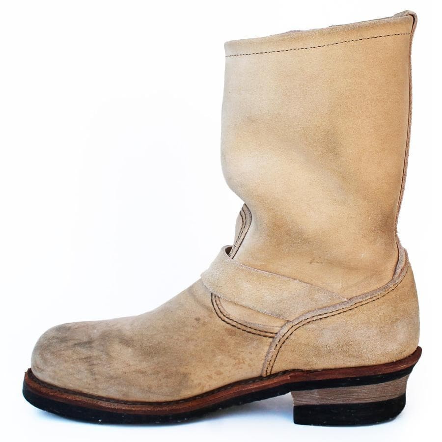 Red Wing 8268 Engineer Biker Boots Men’s 8.5 D Beige Abilene Roughout Steel Toe