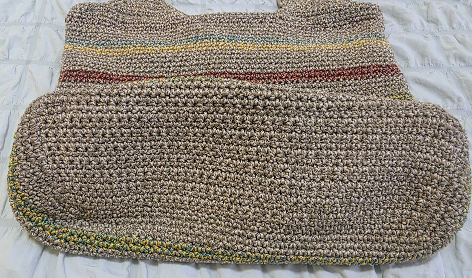 VTG the SAK Belle Crochet Handbag Purse Voyager Stripe Tote Hobo Shoulder Bag