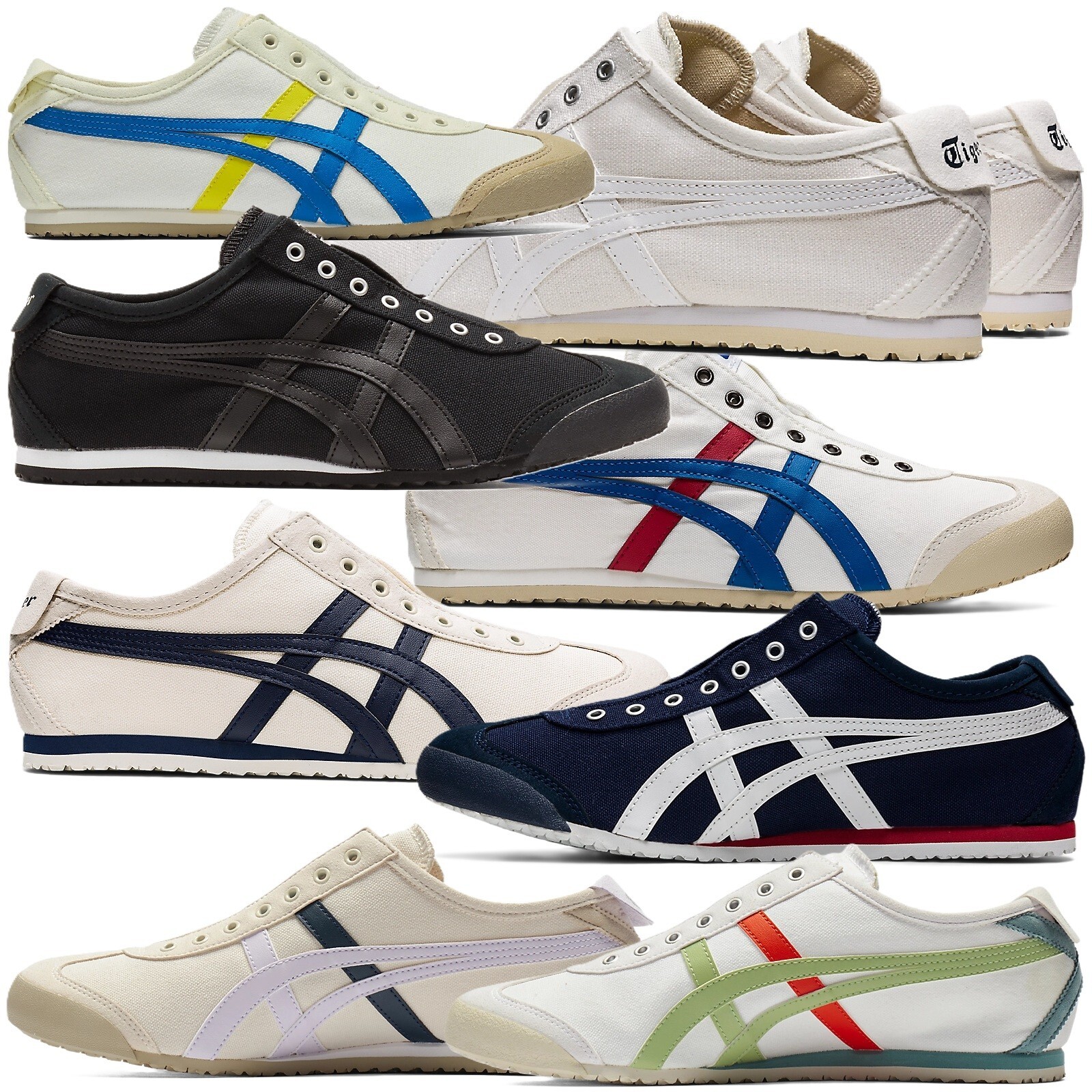 Onitsuka Tiger MEXICO 66 SLIP – ON Canvas WHITE BLACK CREAM BIRCH NAVY TRICOLOR