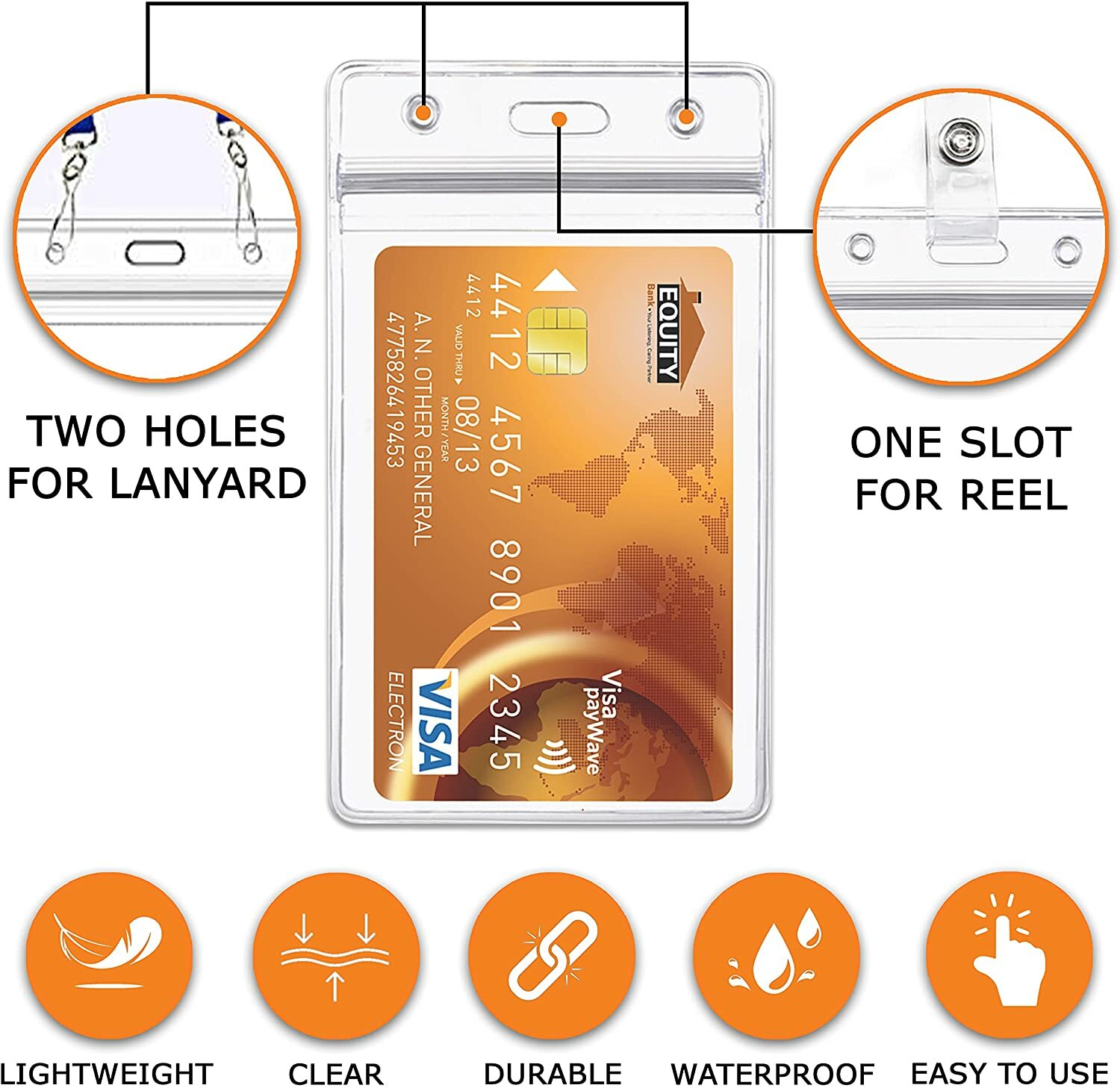 Card badge Holder WATERPROOF vertical ID Credit Clear Business Travel Disneyland