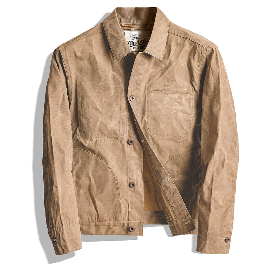 Maden Men’s Waxed Canvas Cotton Jacket Military Work Jacket Khaki high quality