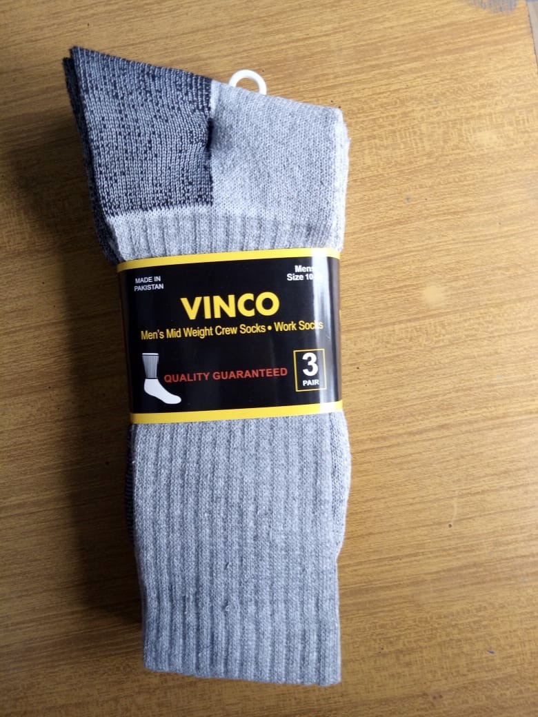 3 6 12 Pairs Men’s Grey Cotton Crew Socks Works Sports Size 9-11, 10-13, 13-15