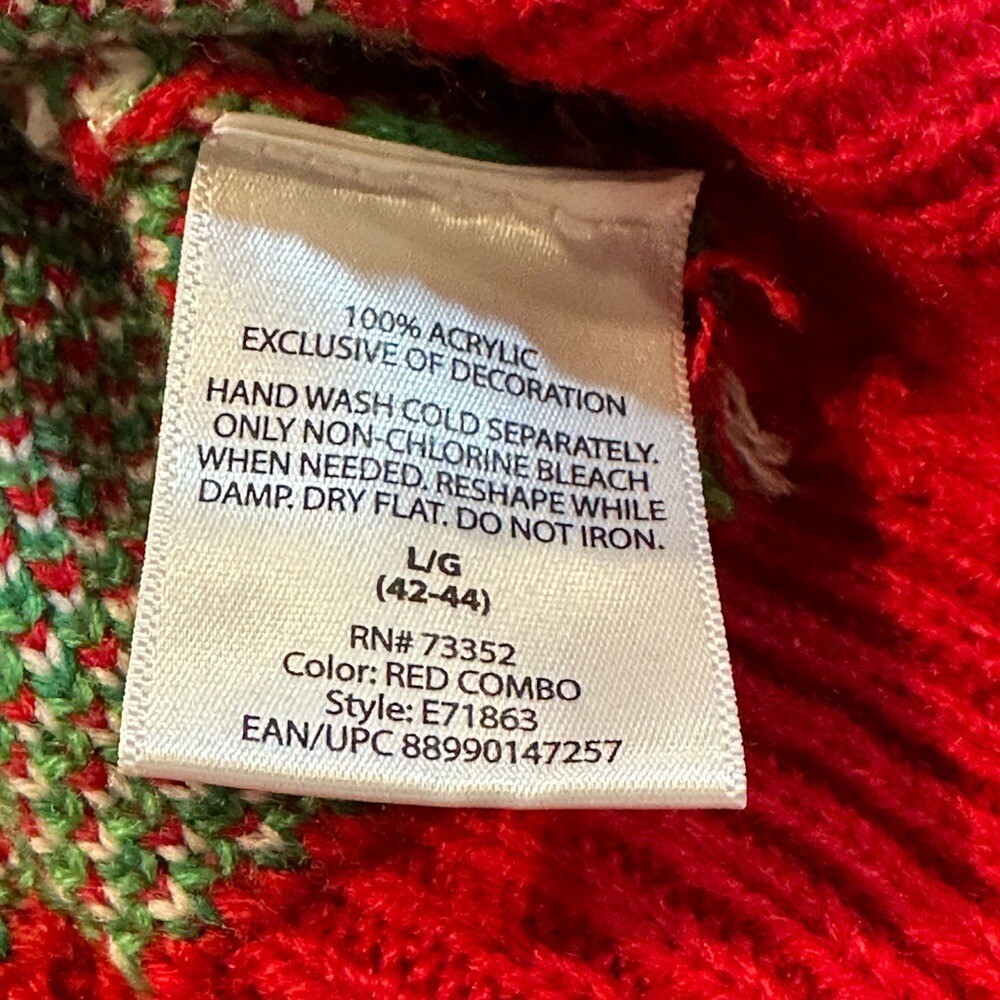 Jolly Sweater Ugly Christmas sweater Crewneck Faux Tie & suspenders sz large