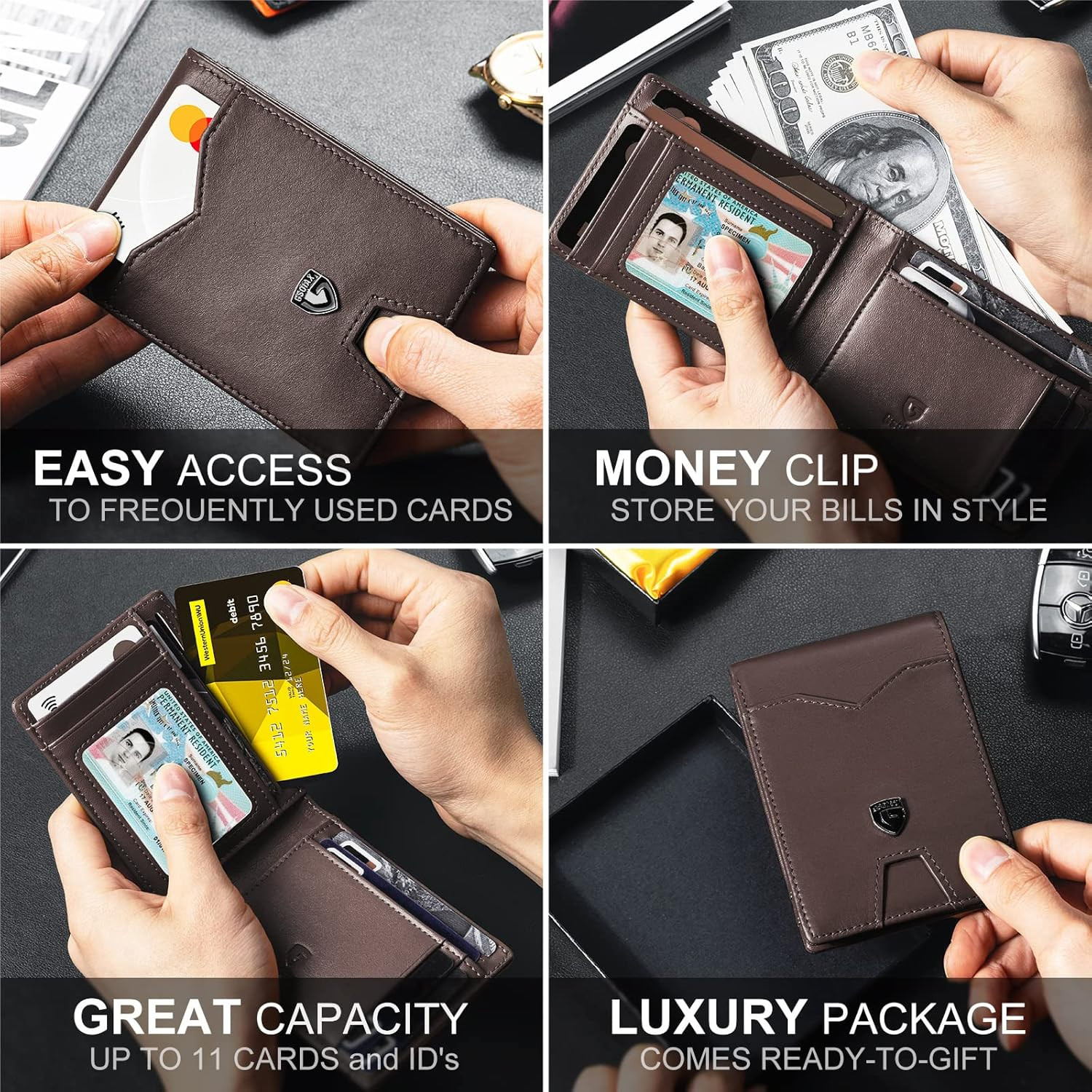 Slim Wallet for Men Credit Card Men’S Money Clips Holder Novelty Wallets with Gi