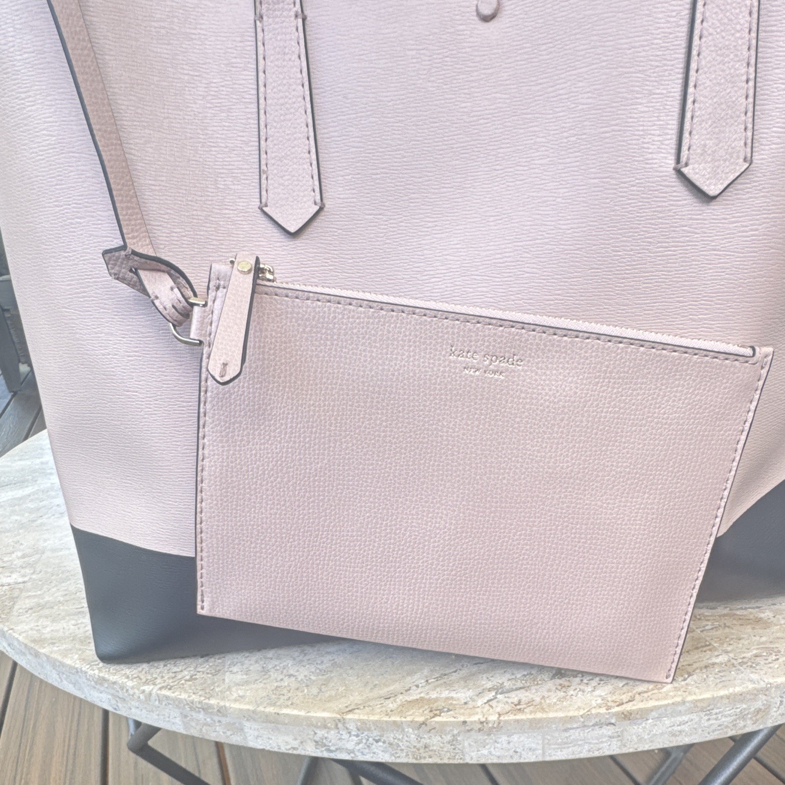 kate spade new york Minnie Mouse Colorblock Tote w/ Detachable Pouch Pink/Black