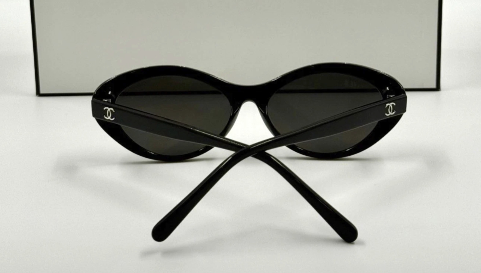 chanel sunglasses for women 5416 oval black frame / gray lens 57-17-140