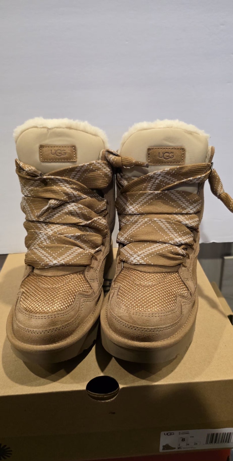 UGG Women Classic Highmel Chestnut Suede Sneakers Lace-Up Boots US 8