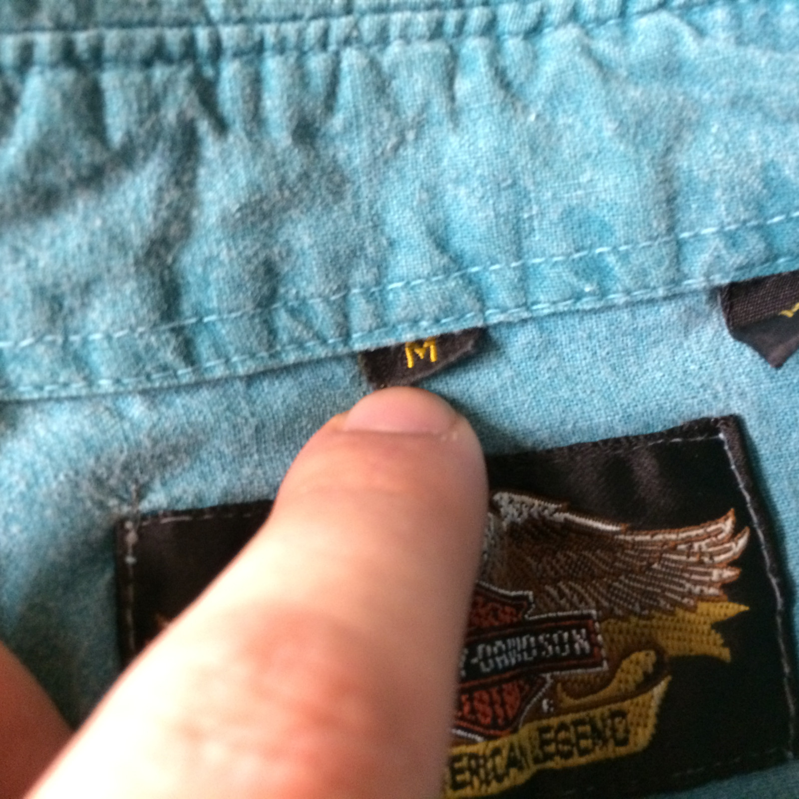 Vintage 80s 90s Harley Davidson Motorcycle Racing Button Shirt Surf Teal M