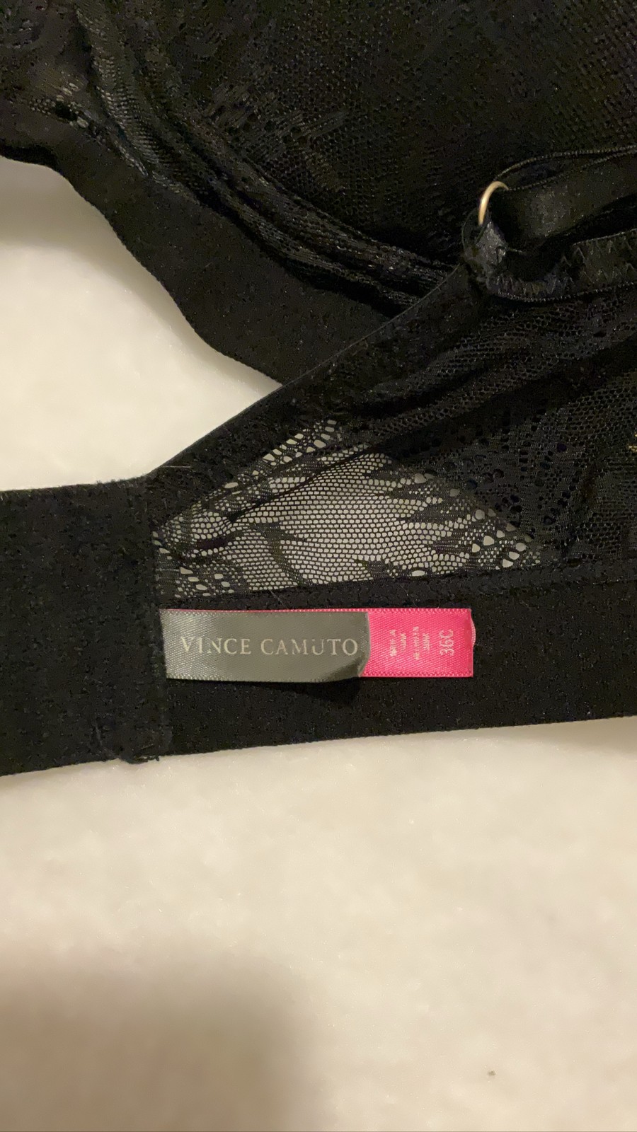 Vince Camuto Black Lace Plunge Push Up Underwire Bra Size 36C