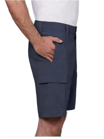 Wearfirst Men’s Classic Fit Stretch Fabric Cargo Shorts, Blue, 30