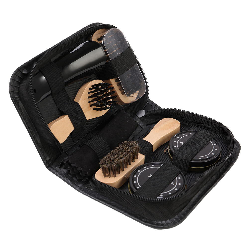 Leather Boots Shoe Polish Care Kit 3 Brushes Cleaner Shine For Footwear Set