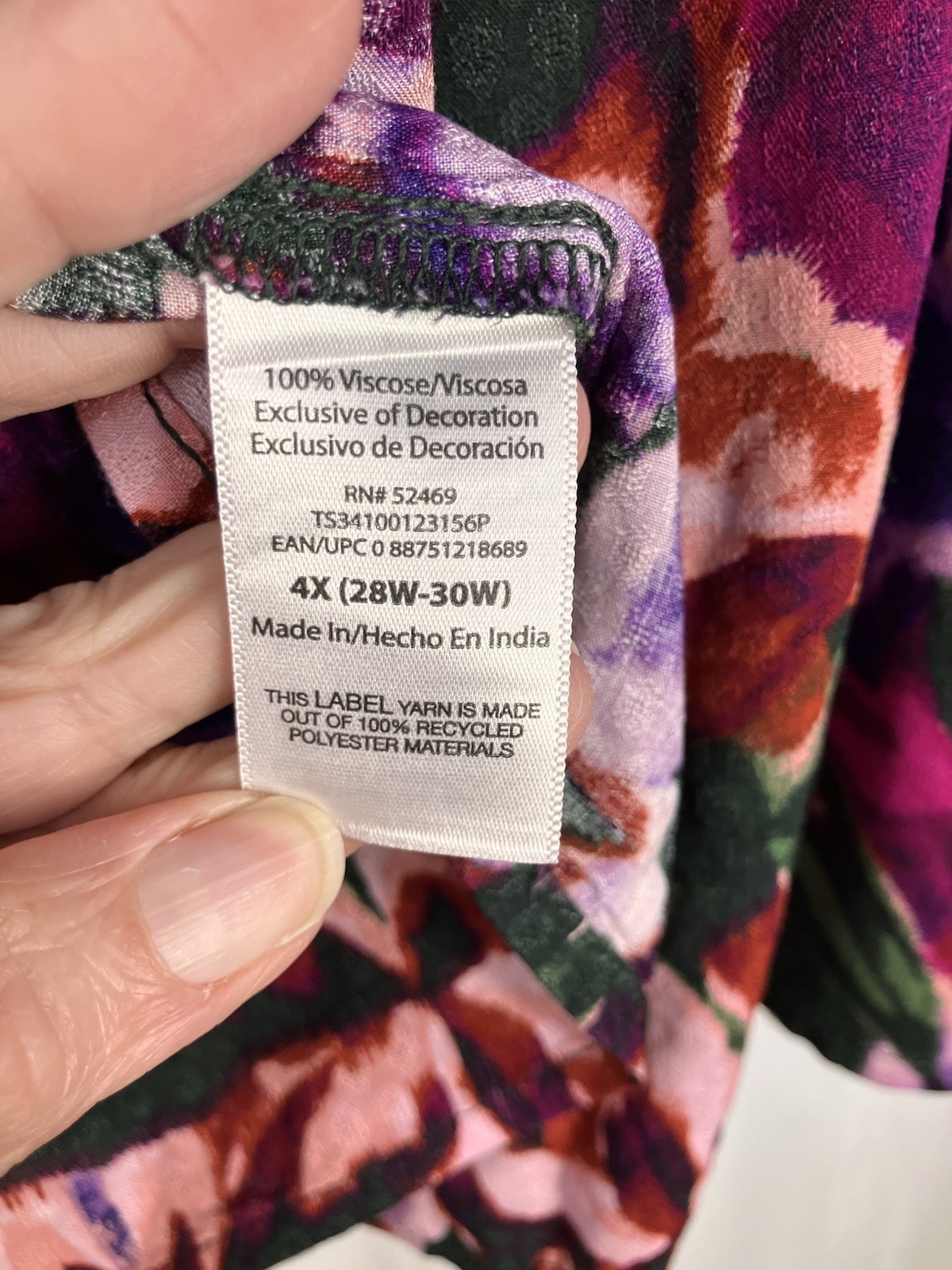 Terra & Sky 4X NWT Green Purple Pink LS Tunic Top Embroidered Boho Artsy