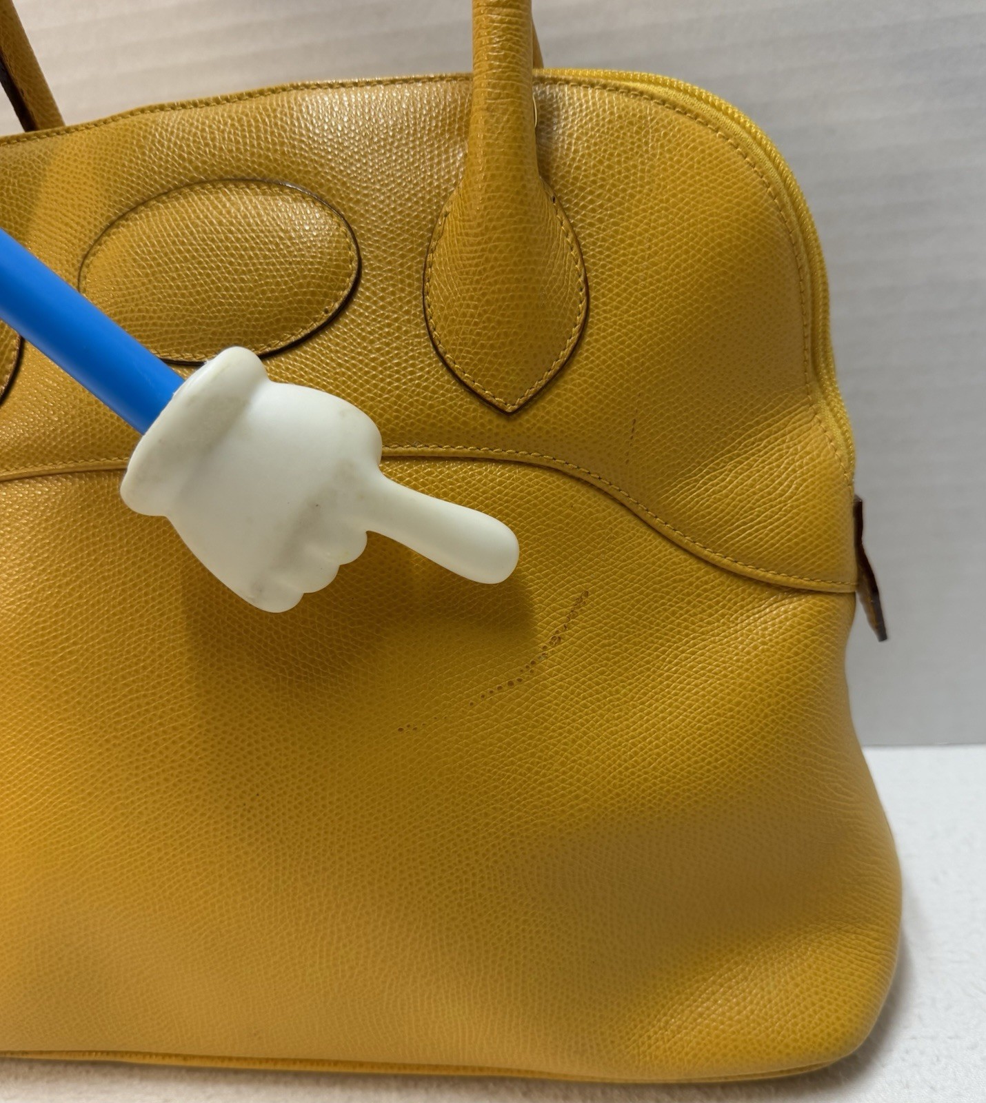 Vintage 80s-90s Stefano Bravo Yellow Leather Italy Bolide-Style Dome Satchel Bag
