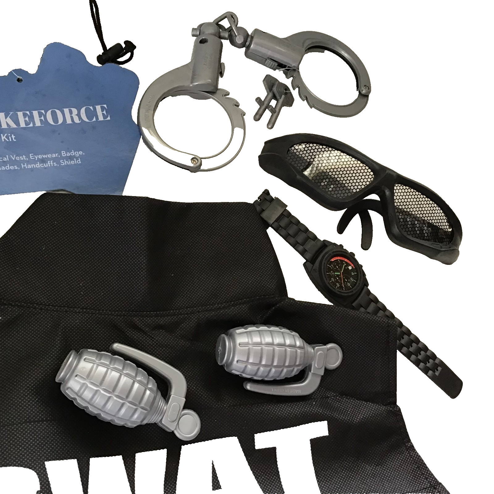 SWAT STRIKEFORCE TEAM Police Toy Set KIDS VEST SHIELD GRENADES HANDCUFF BADGE ++