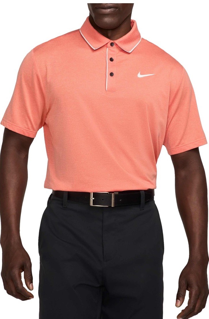Nike Mens Dri-Fit Tour Piping Golf Polo Apricot Pink Melon Sizes NWT