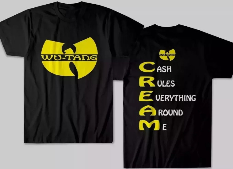 Wu-Tang Clan CREAM Rap Hip Hop 90s Unisex T-shirt, Cotton Remake Shirt S-5XL