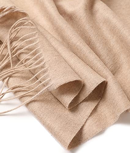 INOGIH Unisex Winter Soft Warm Cashmere Scarf Solid Color Shawls One Size Beige