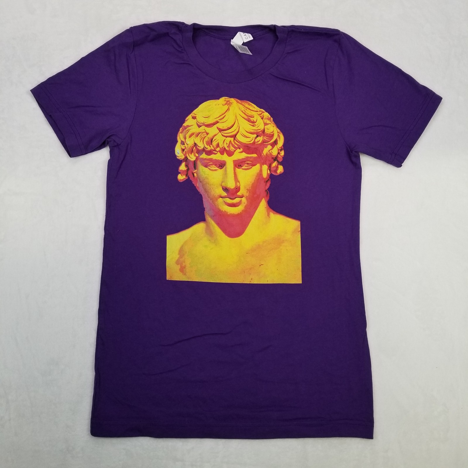 Bella + Canvas Mens Purple Large Classical Roman Statue Bust Graphic Shirt Small