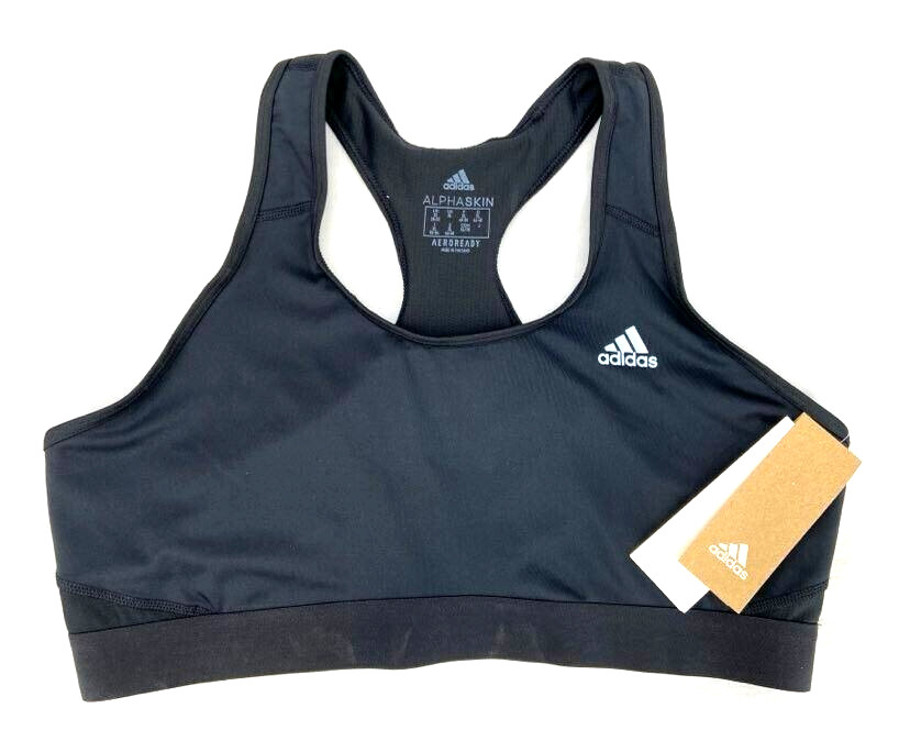NEW Adidas Black Aeroready Alphaskin Racerback Elastic Band Sports Bra Women’s S