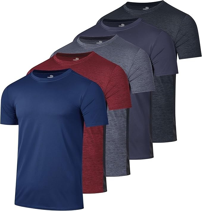 (5-Pack) Men’s Active Athletic Dry-Fit Performance T-Shirts