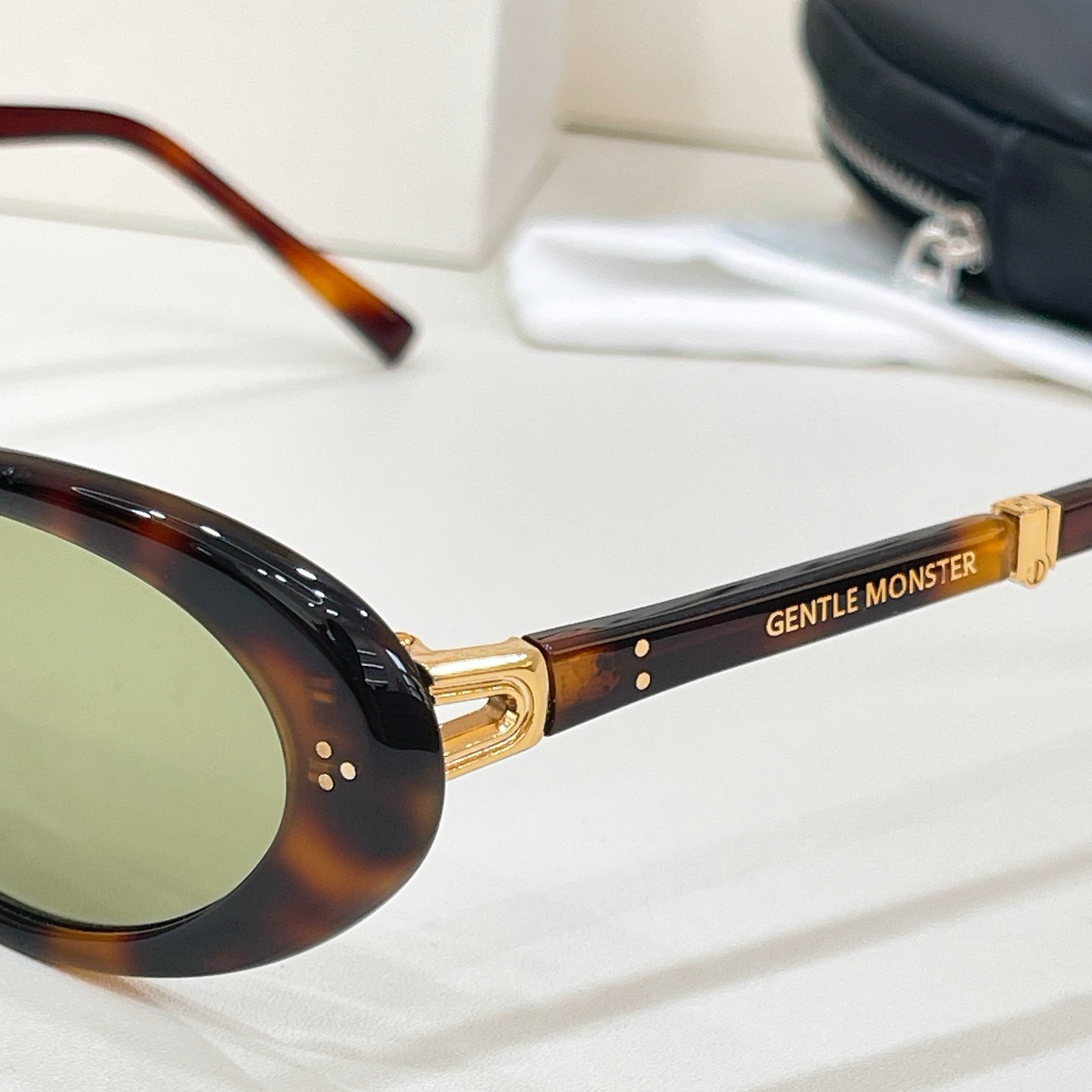 GENTLE MONSTER LOLANG Havana Light Green 55口21-132 Sunglasses New w/ Case