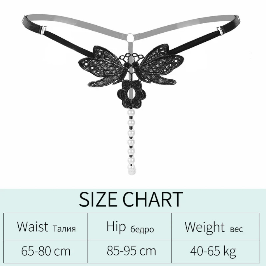 Sexy Women Lace Pearl Thong G-string Panties Lingerie Underwear Crotchles T-back