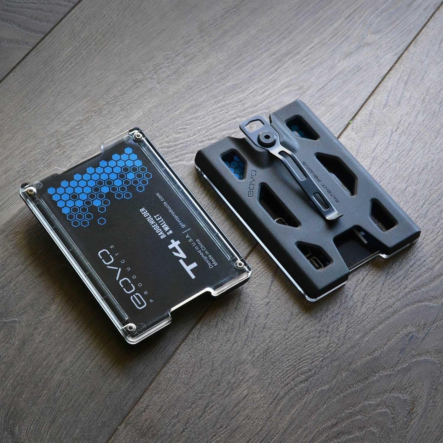 Durable Polycarbonate Badge Holder Wallet with Metal Clip – 4 Card Slots, Black