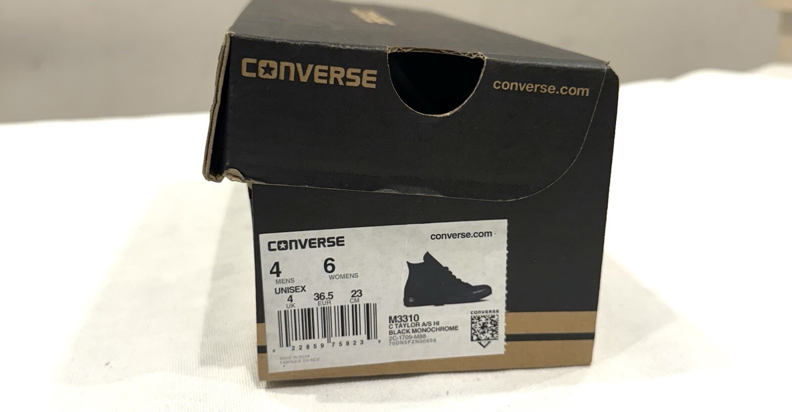 CONVERSE, CHUCK ALL STAR TAYLOR, BLACK MONOCHROME, M3310, MEN 4/ WOMEN 6