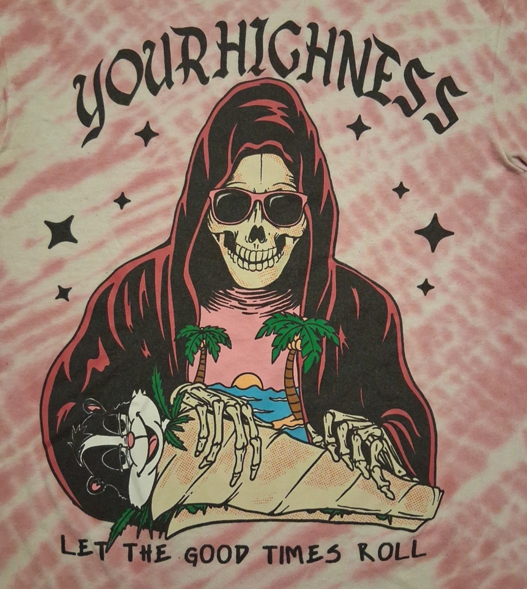 Unisex Small Your Highness Tie Dye Skeleton Skunk Roll Graphic T Shirt