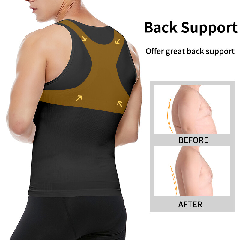 Mens Body Shaper Slimming Shirt Compression Vest Elastic Slim Shapewear Tank Top