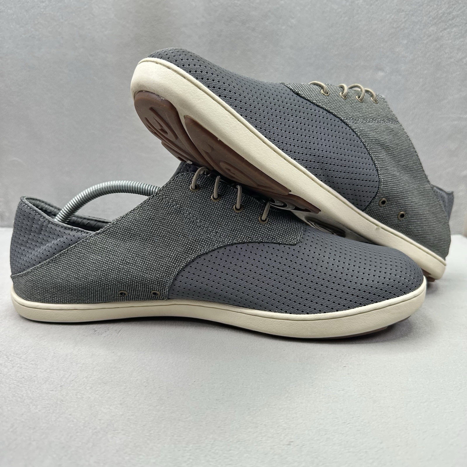 OluKai Nohea Moku Mens Size 12 Shoes Slip-On Gray Mesh Comfort Sneakers