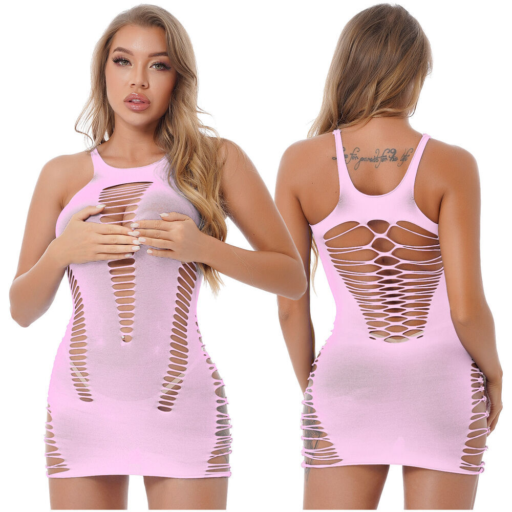 Women’s Lingerie Fishnet Teddies Mesh Babydoll Seamless Mini Dresses Nightwear