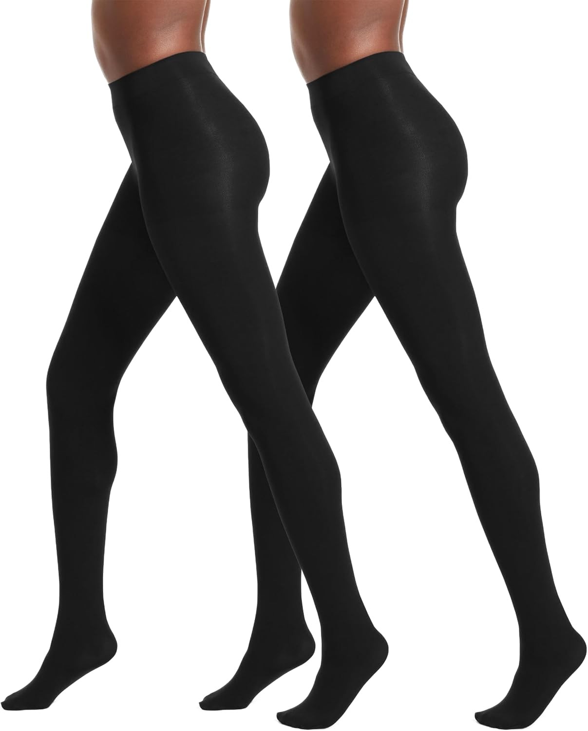 Women’s Control Top Tights Super Opaque 90 Denier Shaping Pantyhose 2 Pack