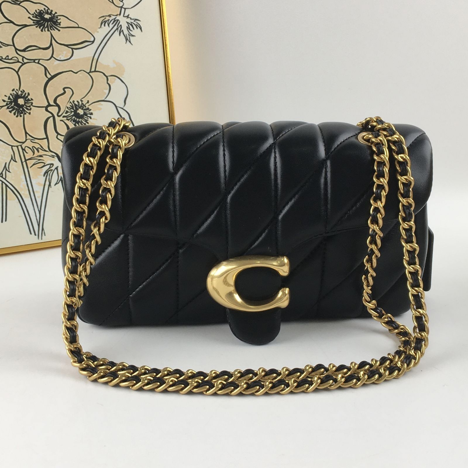 COACH Tabby Shoulder Bag 26 Quilted CP150 Brass / Black Nappa Leather Outlet New