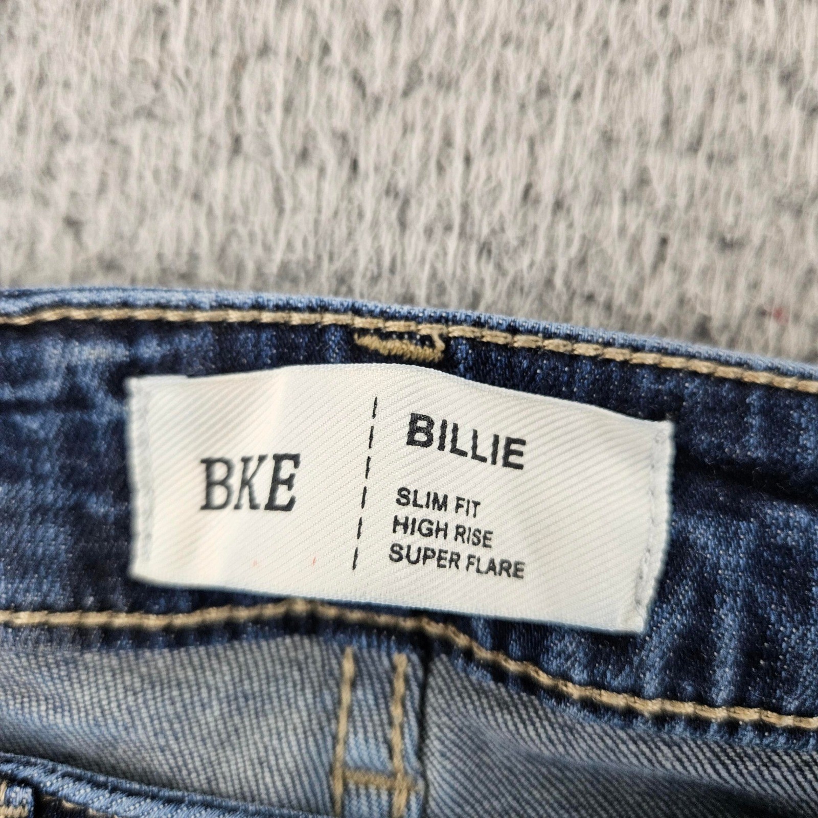BKE Billie Jeans Womens 28 Blue Slim Fit High Rise Super Flare Distressed Jeans