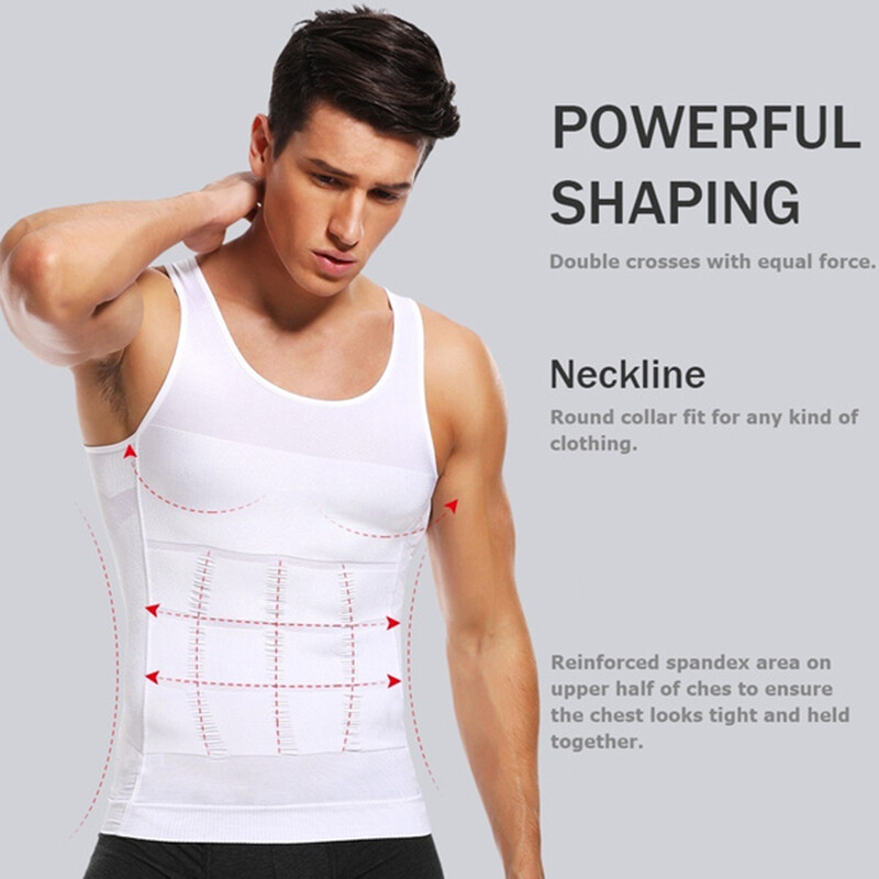 Men 3 Pack Body Shaper Slimming Belly Vest Compression Shirt Tank Tops Shapewear