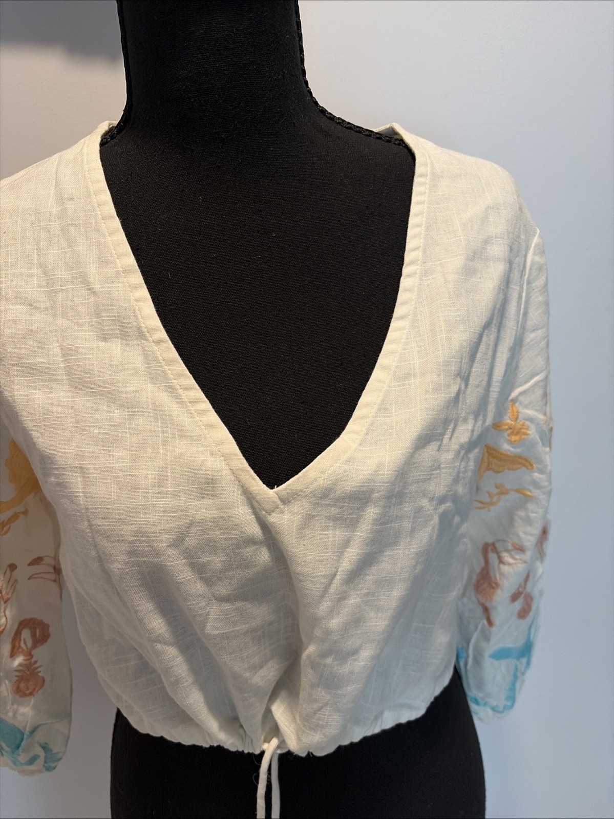 Boho adjustable top Embroidered Blouse Cotton Prairie Cottagecore hippie Shirt