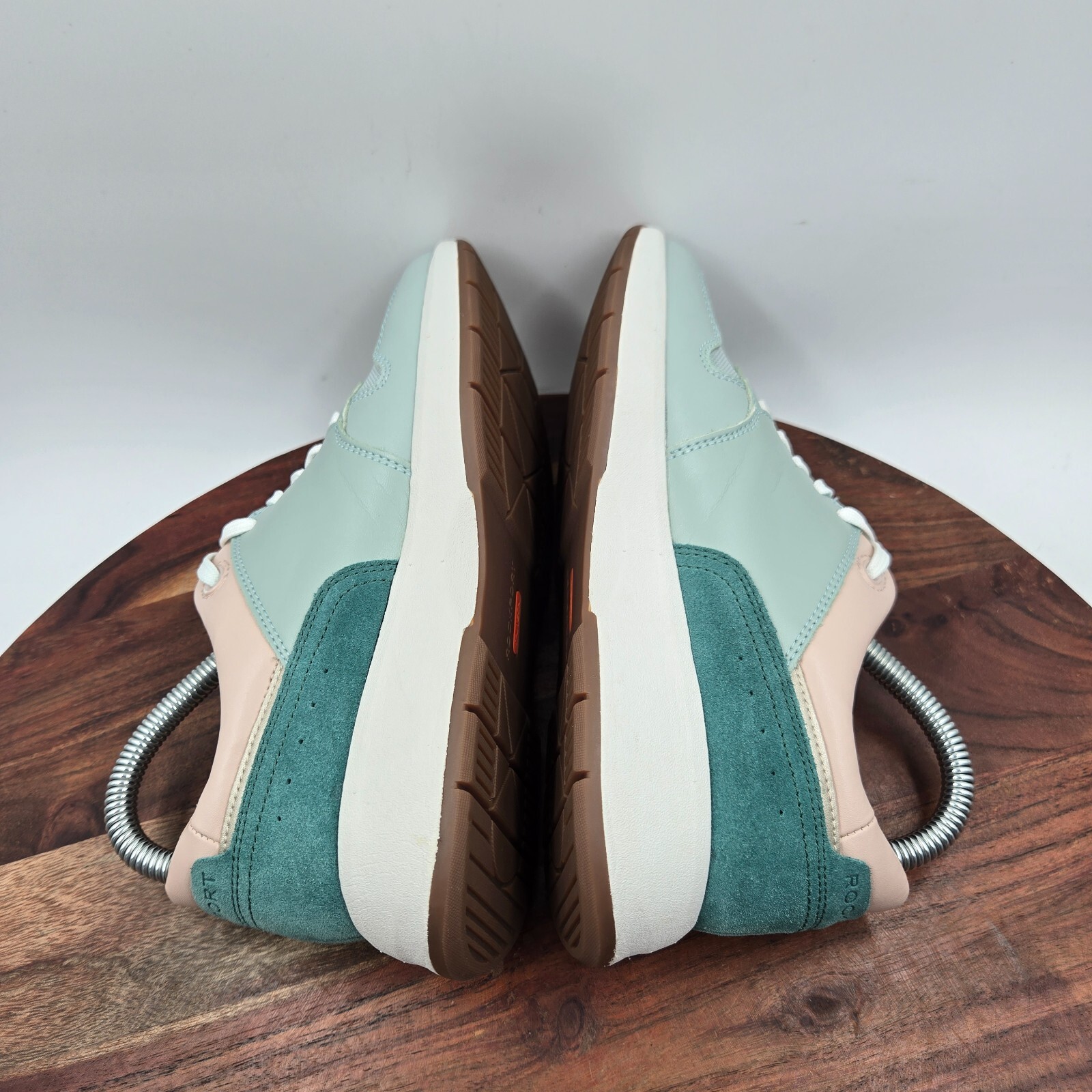 Rockport Trustride Shoes Women’s 5W Wide Green Pink Leather Comfort Sneakers