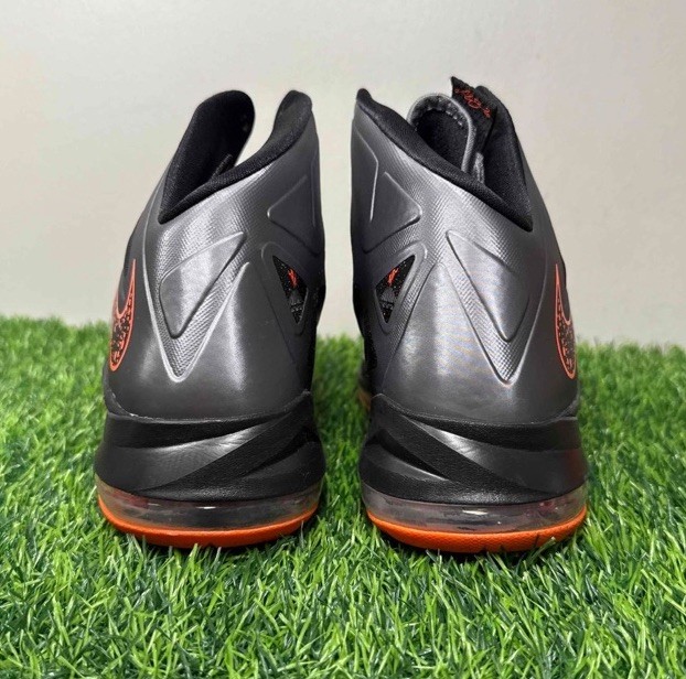 Nike LeBron 10 X Lava Charcoal Grey Orange Black Size 10.5 Sneakers 541100-002