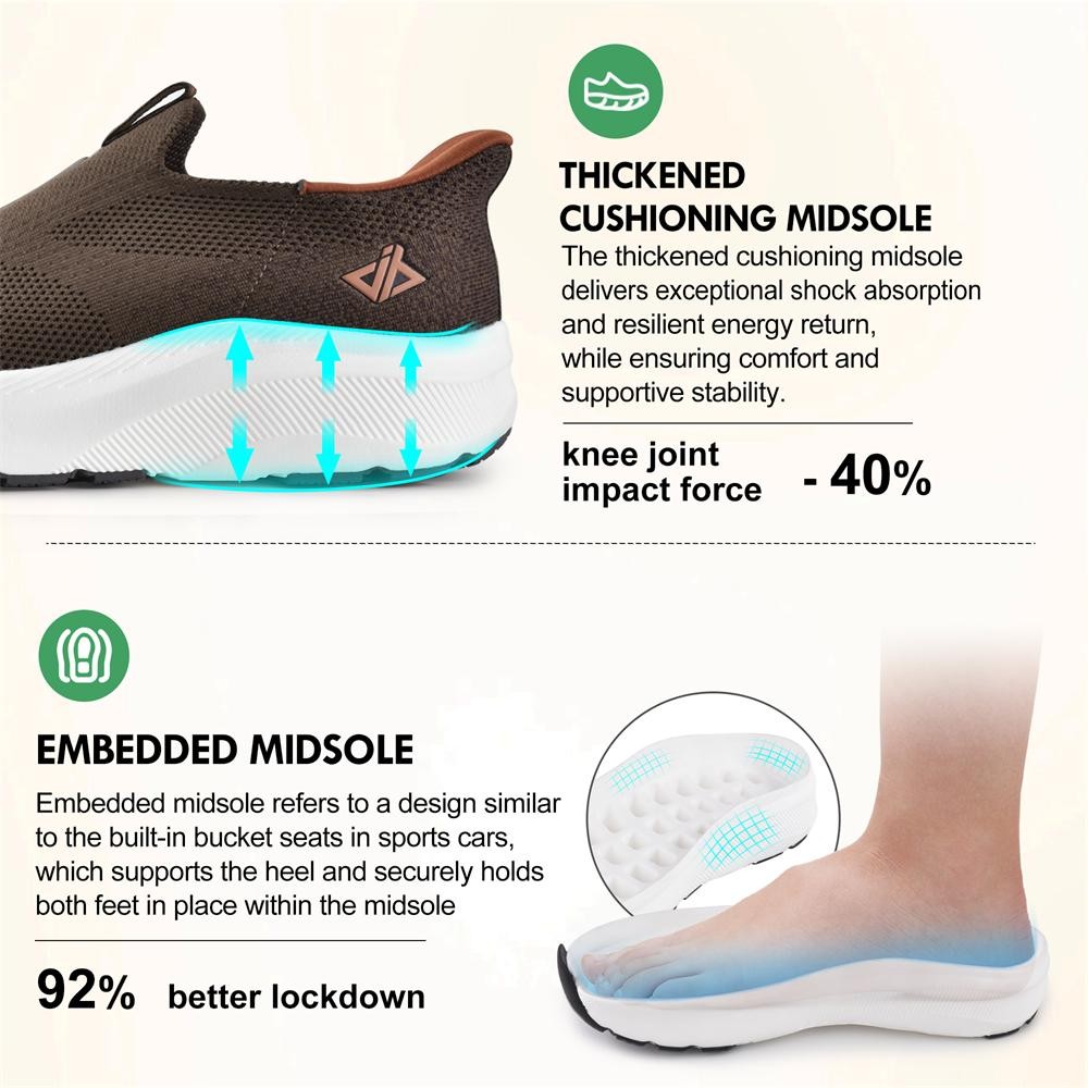 Men’s Slip in Shoes Wide Toe Box Arch Support Orthopedic Sport Walking Sneakers
