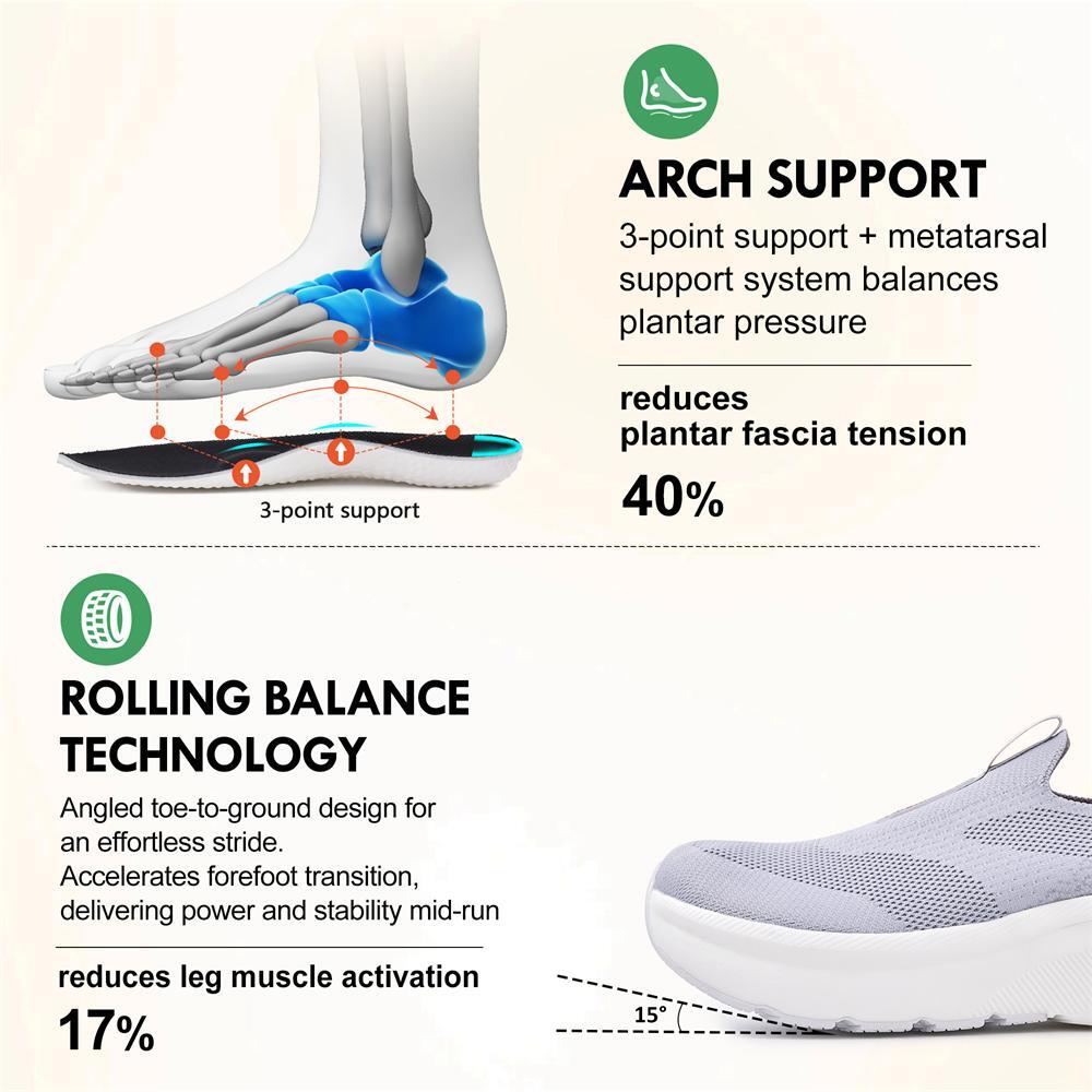 Mens Slip on Free up Hands Shoes Wide Toe Box Arch Support Orthopedic Sneakers