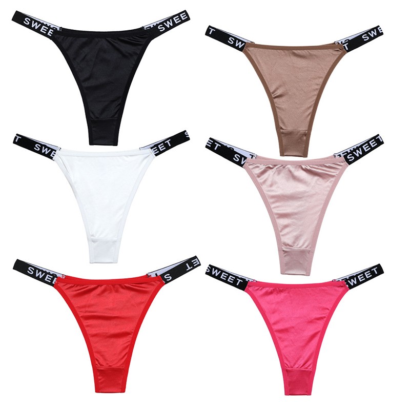 6 Pack Lot Sexy Womens G string Thongs Panties Satin Underwear Bikinis T back