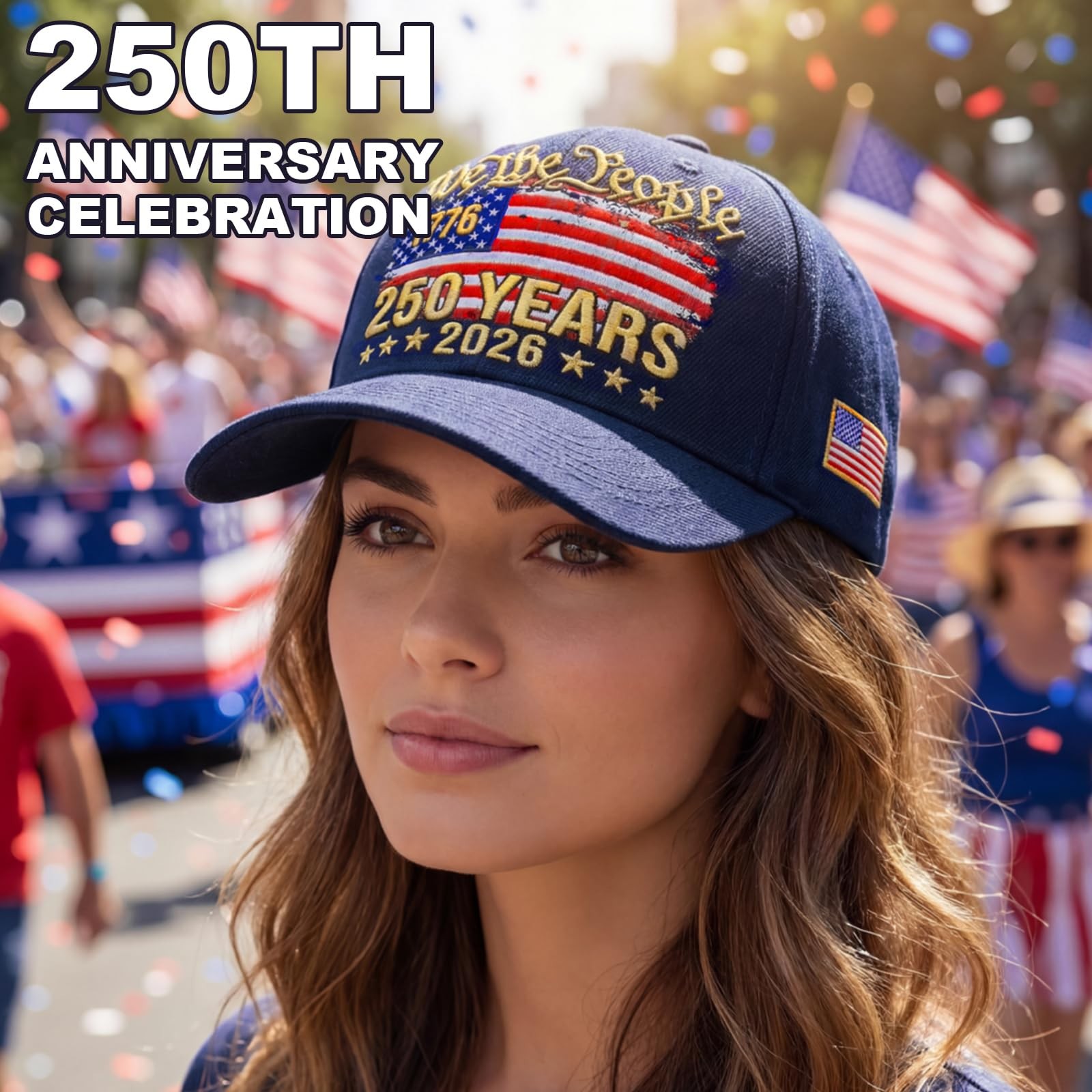 250th Anniversary USA Hat Patriotic Embroidered Baseball Cap Adjustable Anniv…