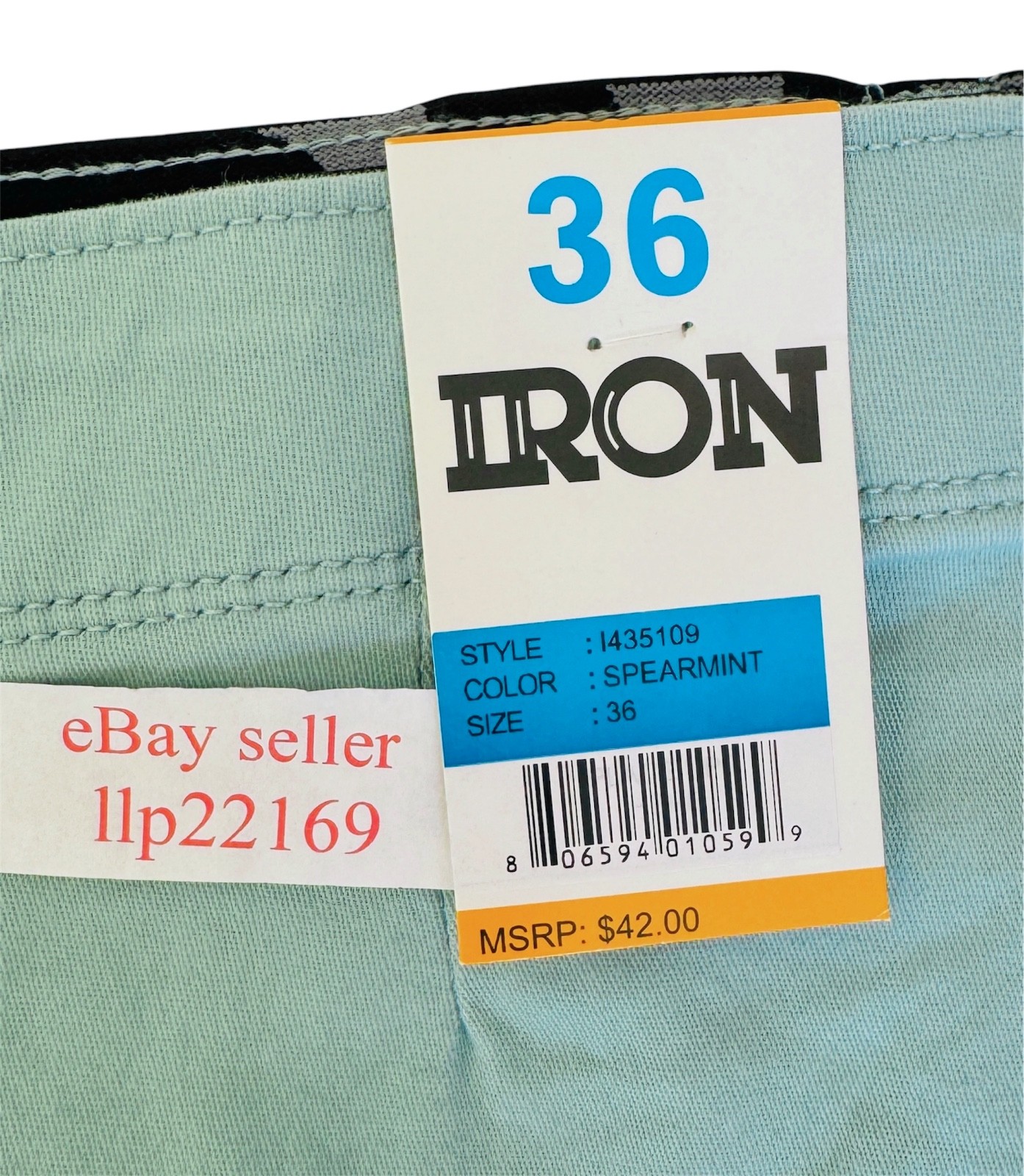 IRON CO Men’s Stretch Shorts (SIZE 36) Flex Waist Flat Front SPEARMINT GREEN New