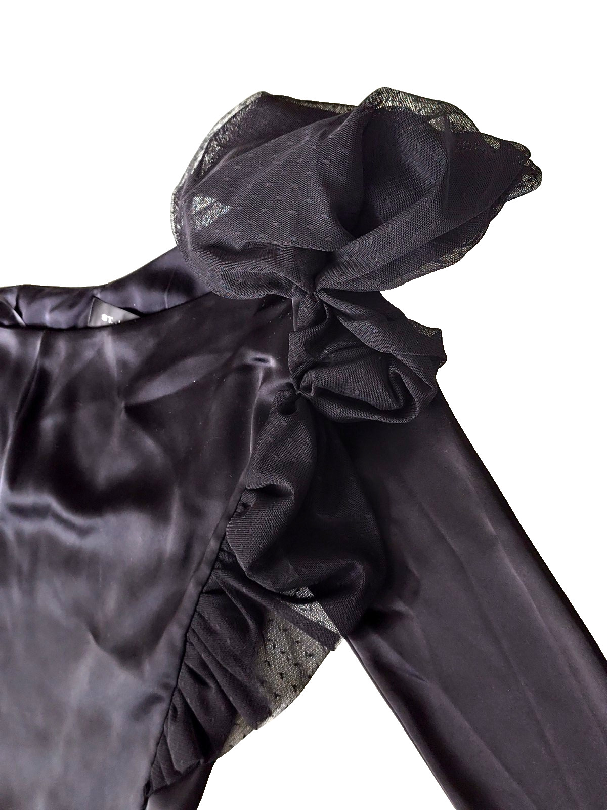 St. John Evening One Shoulder Blouse Black Embellished Tulle Raffle sz.2 Womens