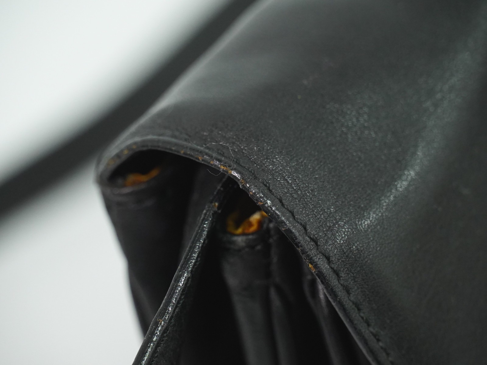 CELINE Leather Shoulder Crossbody Bag Black Gold